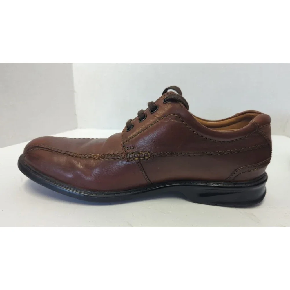 CLARKS Colson Over Brown Leather Oxfords Men's 10.5 Casual Shoes Great Condition
